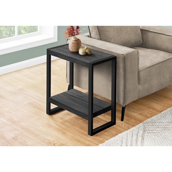 Daphnes Dinnette Metal Accent Table, Black Reclaimed Wood-Look - Black - DA3076403