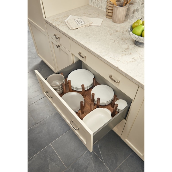 Rev-A-Shelf Drawer Insert, Walnut Veneer, Walnut, 39.25 in W, 6.63 in H, 21.25 in D, 21.25 in L, Dark Brown - 4DPS-WN-3921