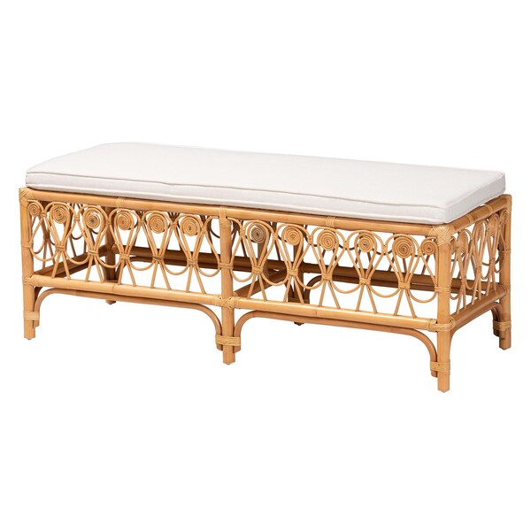Bali & Pari Ibiza Modern bohemian Natural Brown Rattan Bench - 239-13581-ZORO