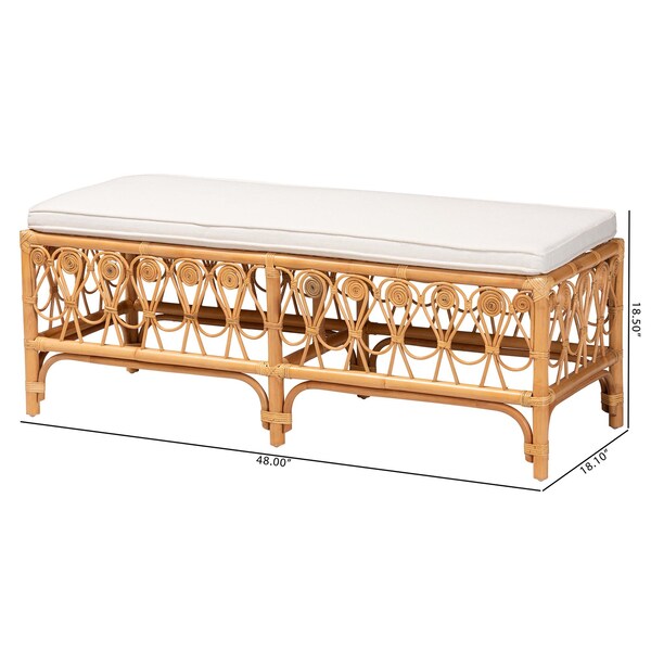 Bali & Pari Ibiza Modern bohemian Natural Brown Rattan Bench - 239-13581-ZORO
