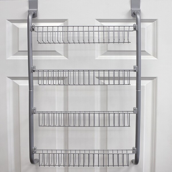 Home Basics Heavy Duty 4 Tier Over the Door Metal Pantry Organizer, Grey - BH45975