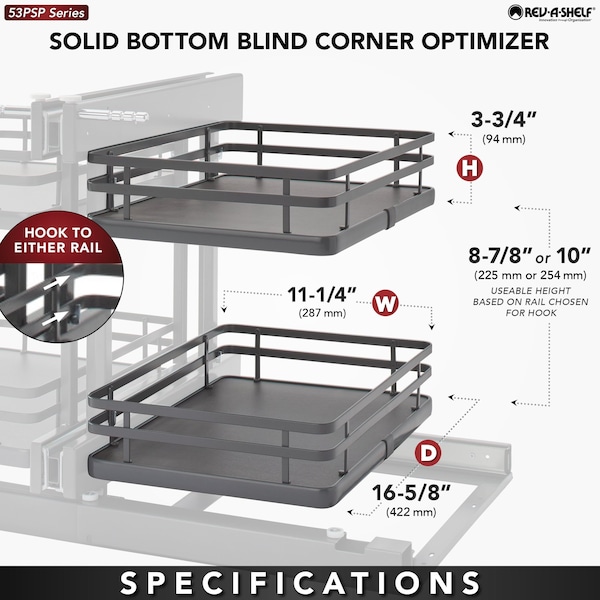 Rev-A-Shelf Steel, Orion Gray, 26.4 in W, 21 in H, 20.25 in L, Orion Gray - 53PSP-15SC-FOG