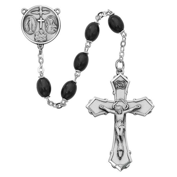 Mcvan McVan 139D-BKF 6 x 8 mm Wood 4-Way Cross Rosary Set - Black - 139D-BKF