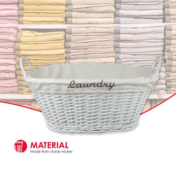 Home Basics Wicker, White, 16.5 in W, 11 in H, 24 in L - ZOR96175