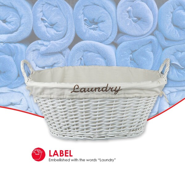 Home Basics Wicker, White, 16.5 in W, 11 in H, 24 in L - ZOR96175