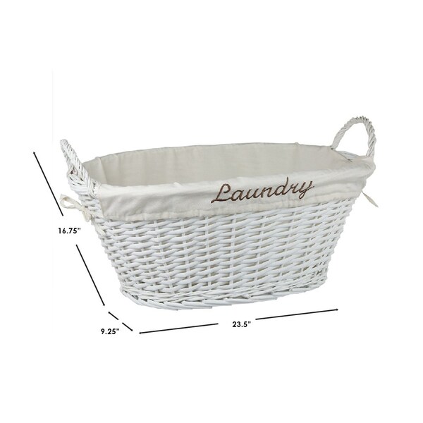 Home Basics Wicker, White, 16.5 in W, 11 in H, 24 in L - ZOR96175