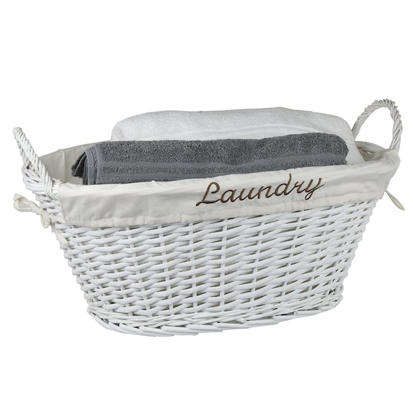 Home Basics Wicker, White, 16.5 in W, 11 in H, 24 in L - ZOR96175