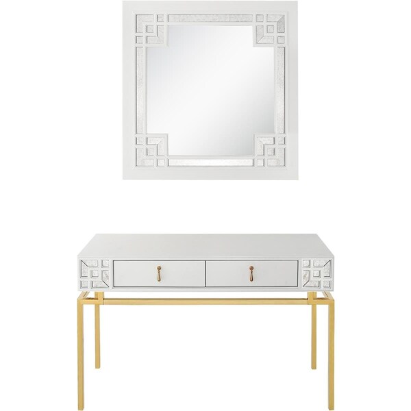 Camden Isle 15.7 x 47.2 x 29.5 in. Dynasty Wall Mirror & Console Table Set, White - 86627