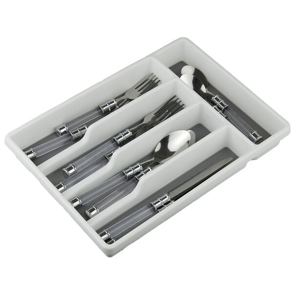 Home Basics Polypropylene (PP)/Thermoplastic Rubber (TPR), White/Grey, 11.37 in W, 1.8 in H, 12.5 in L - ZOR96074
