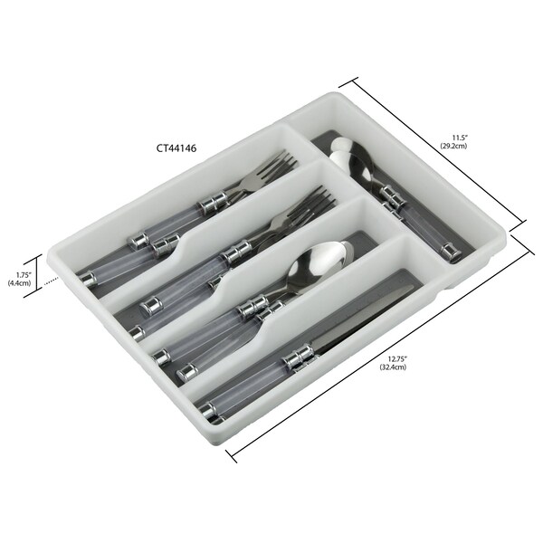Home Basics Polypropylene (PP)/Thermoplastic Rubber (TPR), White/Grey, 11.37 in W, 1.8 in H, 12.5 in L - ZOR96074