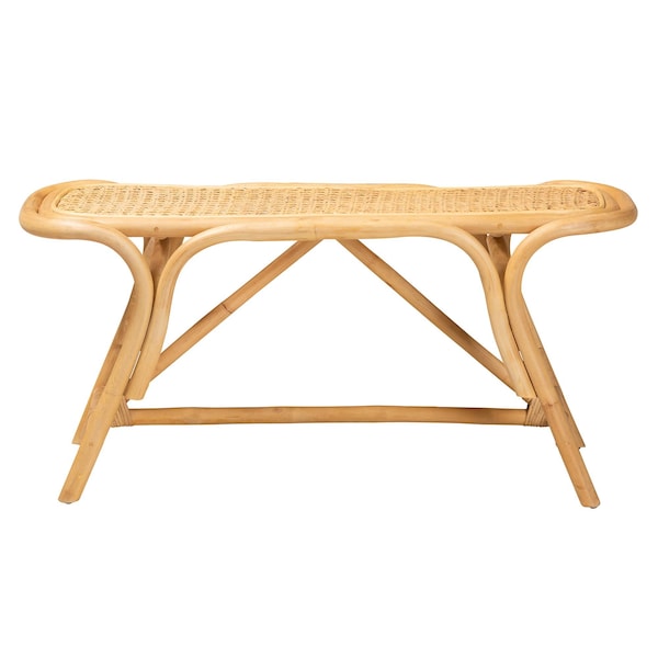 Baxton Studio Septa Modern Bohemian Natural Brown Rattan Accent Bench - 233-13161-ZORO