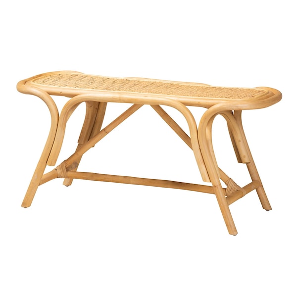 Baxton Studio Septa Modern Bohemian Natural Brown Rattan Accent Bench - 233-13161-ZORO