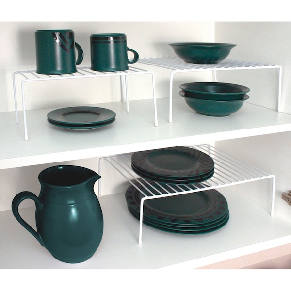 Home Basics 3 Piece Vinyl Coated Steel Cabinet Organizer, White - CS30368