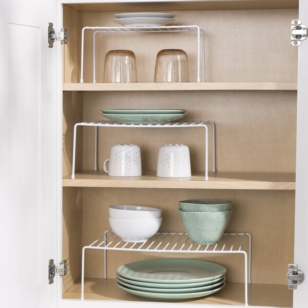 Home Basics 3 Piece Vinyl Coated Steel Cabinet Organizer, White - CS30368