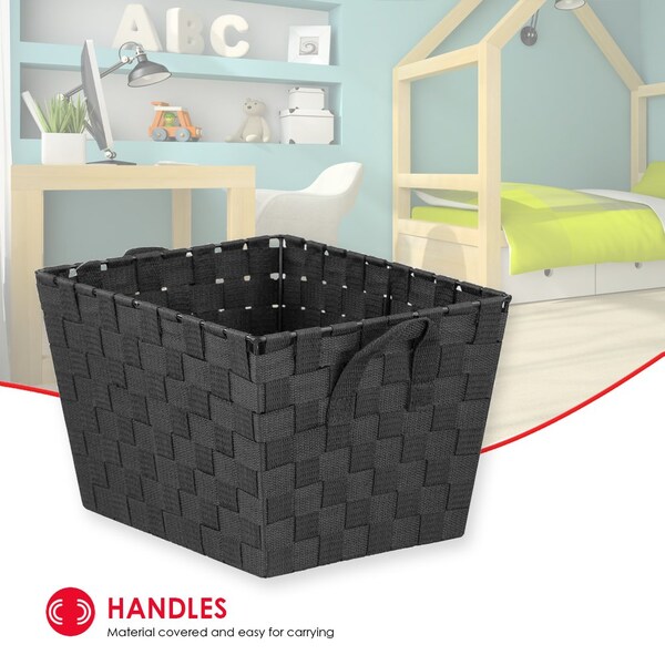 Home Basics Polypropylene (PP)/Iron, Black, 10 in W, 8 in H, 12 in L - ZOR96332