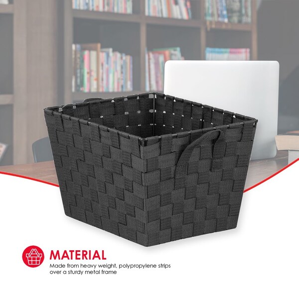 Home Basics Polypropylene (PP)/Iron, Black, 10 in W, 8 in H, 12 in L - ZOR96332