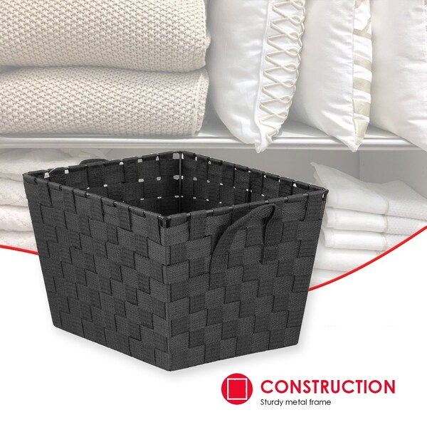 Home Basics Polypropylene (PP)/Iron, Black, 10 in W, 8 in H, 12 in L - ZOR96332