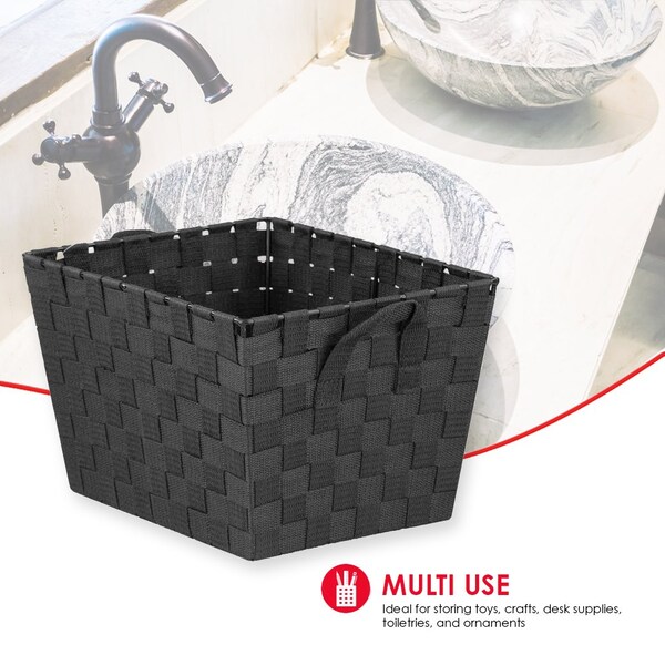 Home Basics Polypropylene (PP)/Iron, Black, 10 in W, 8 in H, 12 in L - ZOR96332