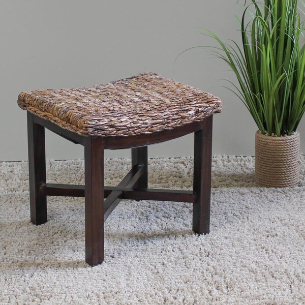 International Caravan Arizona Abaca Rectangular Cushioned Top Stool, Salak Brown - SG-3353-RT