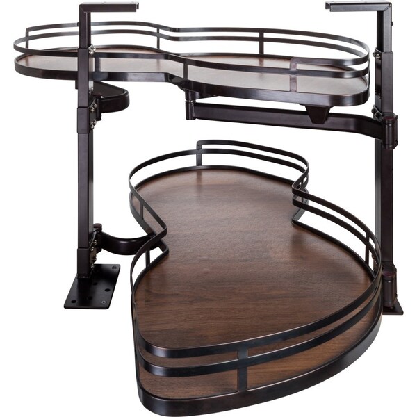 Hardware Resources 15" Oil Rubbed Bronze and Walnut Blind Corner Swingout for Openings on the Right of the Blind - BCSO215BOWD-RH