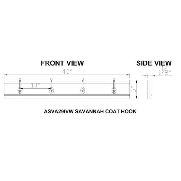Alaterre Furniture Savannah Coat Hook, Ivory - ASVA29IVW