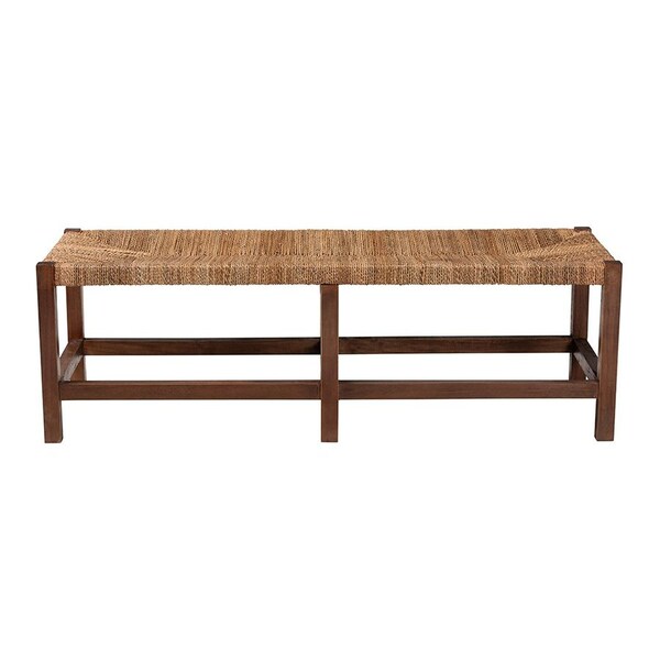 Bali & Pari Liza Bohemian Natural Seagrass and Wood Accent Bench - 246-13682-ZORO