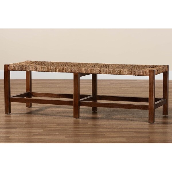 Bali & Pari Liza Bohemian Natural Seagrass and Wood Accent Bench - 246-13682-ZORO