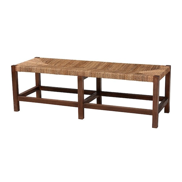 Bali & Pari Liza Bohemian Natural Seagrass and Wood Accent Bench - 246-13682-ZORO