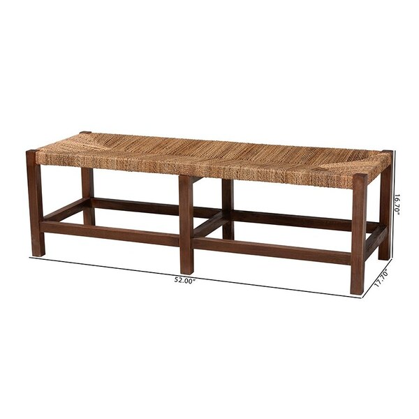 Bali & Pari Liza Bohemian Natural Seagrass and Wood Accent Bench - 246-13682-ZORO