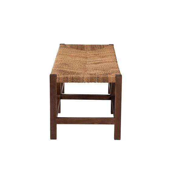 Bali & Pari Liza Bohemian Natural Seagrass and Wood Accent Bench - 246-13682-ZORO
