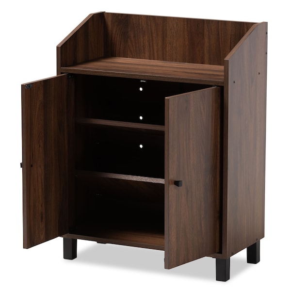 Baxton Studio Rossin 2-Door Wood Entryway Shoe Storage Cabinet with Open Shelf - 153-9155