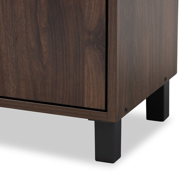 Baxton Studio Rossin 2-Door Wood Entryway Shoe Storage Cabinet with Open Shelf - 153-9155