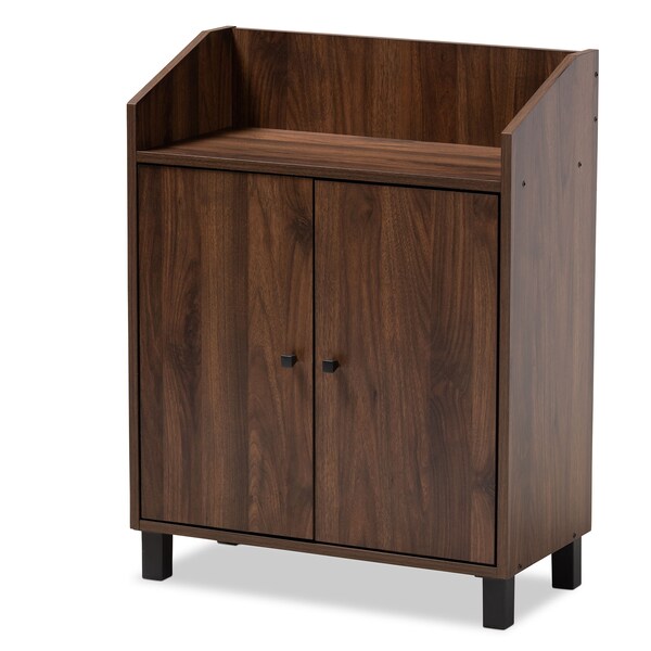 Baxton Studio Rossin 2-Door Wood Entryway Shoe Storage Cabinet with Open Shelf - 153-9155