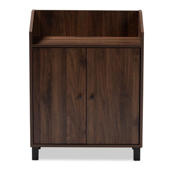 Baxton Studio Rossin 2-Door Wood Entryway Shoe Storage Cabinet with Open Shelf - 153-9155