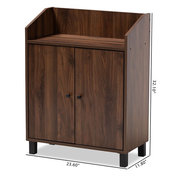 Baxton Studio Rossin 2-Door Wood Entryway Shoe Storage Cabinet with Open Shelf - 153-9155