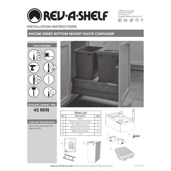 Rev-A-Shelf Walnut Hardwood, Dark Brown, 16 in W, 23.38 in H, 22.13 in D, 22.13 in L, Dark Brown - 4WC-WN-2150DM2-SC