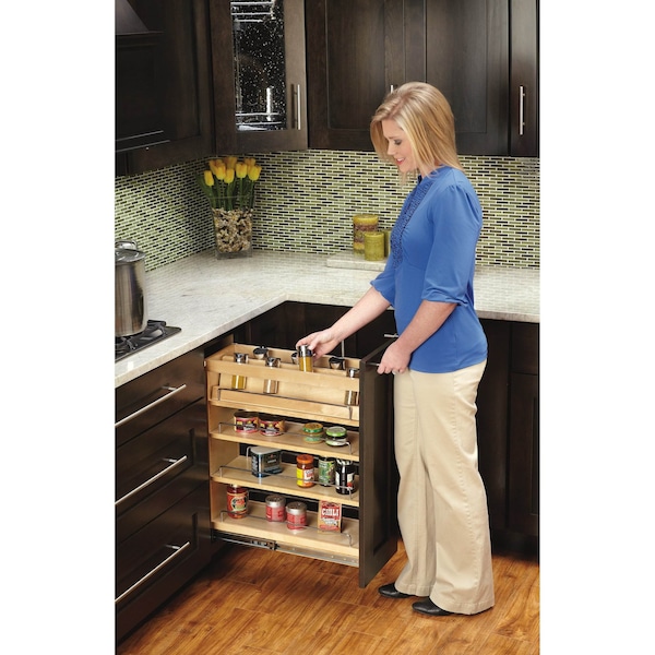 Rev-A-Shelf Accessory, Maple Veneer, Light Brown, 7 in W, 4.87 in H, 19.44 in D, 19.44 in L, Light Brown - 448-08SC-SRI-1