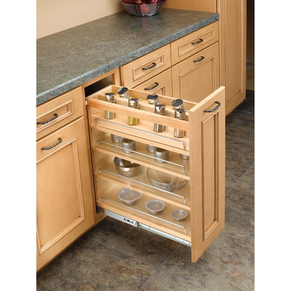 Rev-A-Shelf Accessory, Maple Veneer, Light Brown, 7 in W, 4.87 in H, 19.44 in D, 19.44 in L, Light Brown - 448-08SC-SRI-1