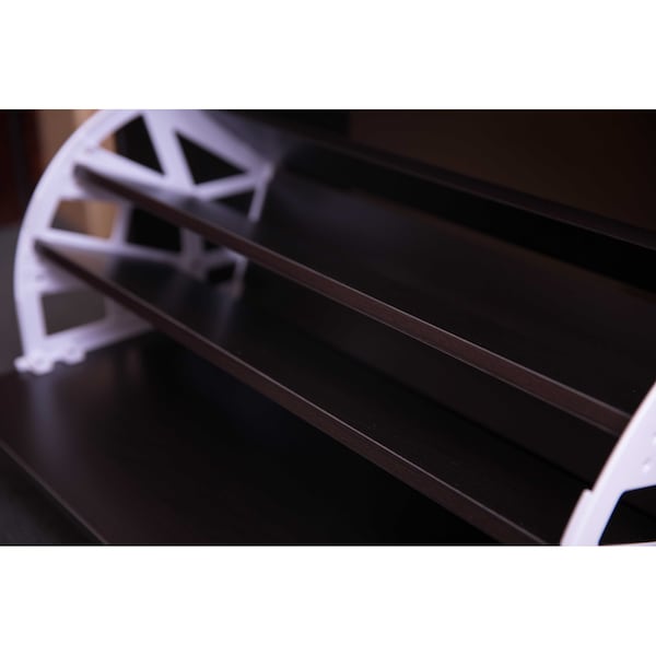 Basicwise Black Wooden Fold-out Shoe Organizer - Shoe Storage Bench with Leather Cushion - QI003384