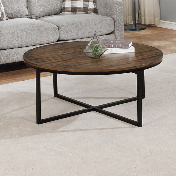Alaterre Furniture Arcadia Acacia Wood 42" Round Coffee Table, Antiqued Mocha - ANAR1275A