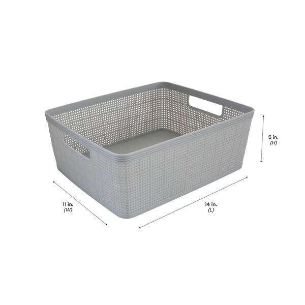 Simplify Plastic, Grey, 11.42 in W, 13.78 in D, 13.78 in L - 30001-GREY