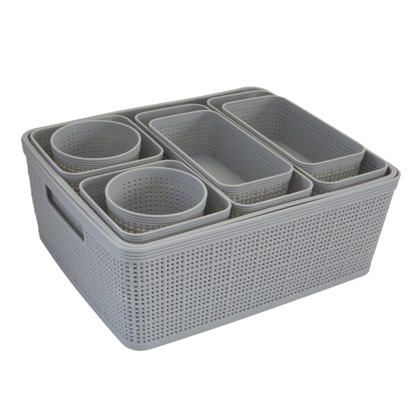 Simplify Plastic, Grey, 11.42 in W, 13.78 in D, 13.78 in L - 30001-GREY