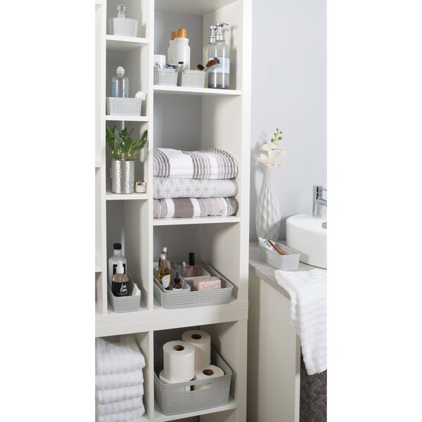 Simplify Plastic, Grey, 11.42 in W, 13.78 in D, 13.78 in L - 30001-GREY