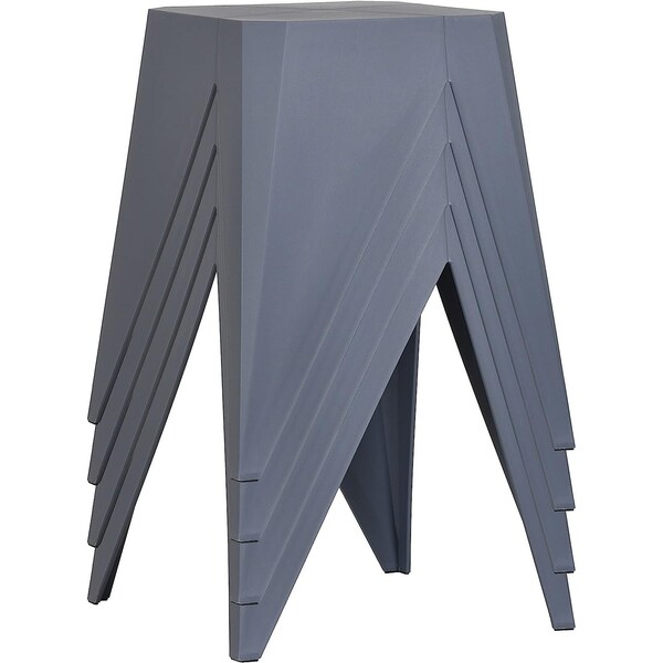 Isl Furnishings InterSpaceLiving Zuho Multi-USe Stool, Charcoal, 4PK - BS23DC-4PK-PP10