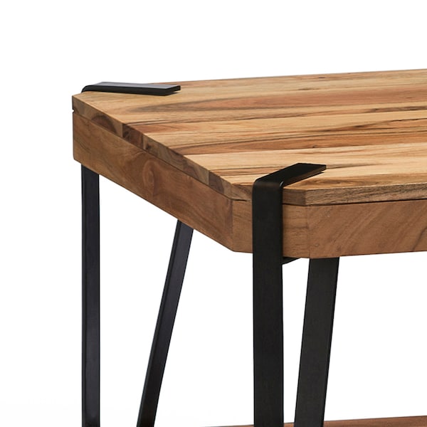 Alaterre Furniture Ryegate Natural Live Edge Solid Wood with Metal Square Coffee Table, Natural - AWCC1320