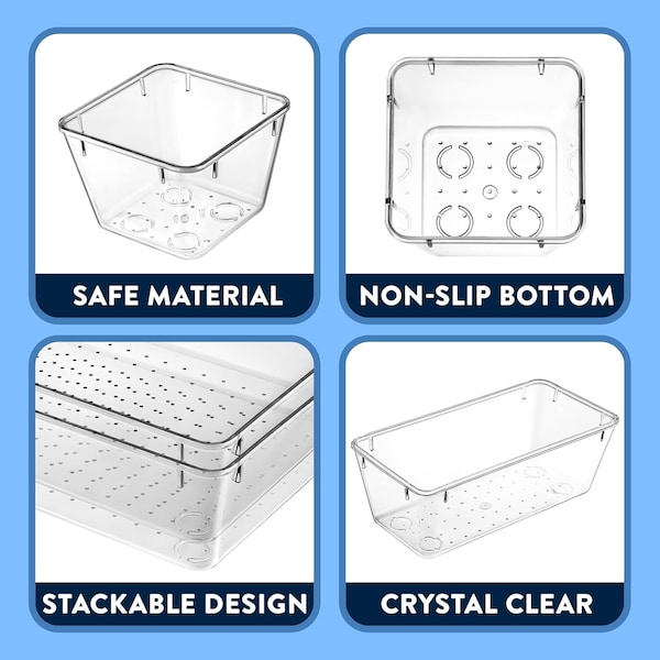Emporio Kitchen Drawer Organizer Set Includes 1-piece 9x6 bins, 2-piece 9x3 bins, 6-piece 6x3 Bins 6-piece 3x3 Bins - EMPORGN15
