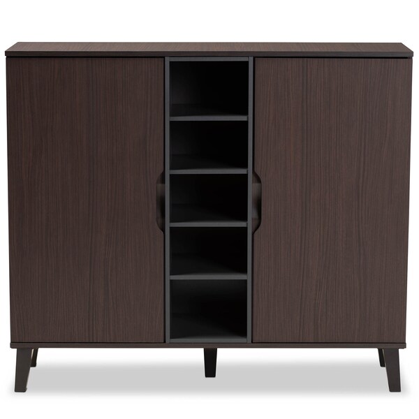 Baxton Studio Idina Dark Brown and Grey Finished Wood 2-Door Shoe Cabinet - 173-10906