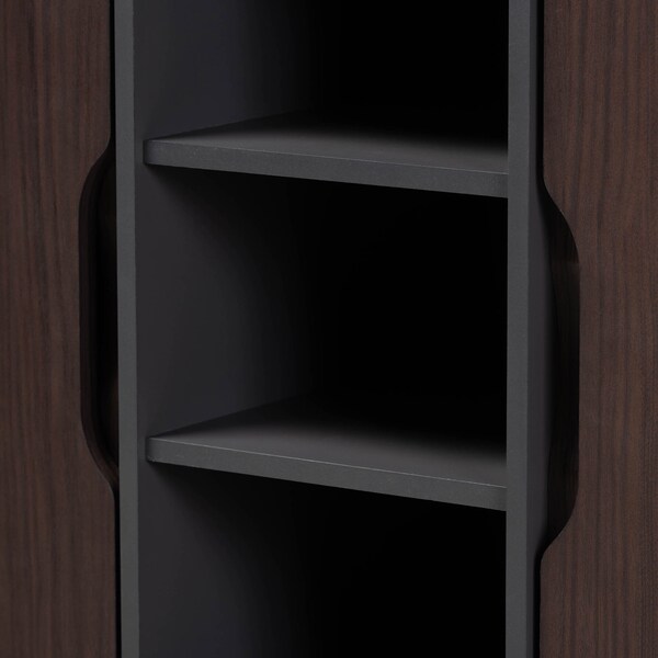Baxton Studio Idina Dark Brown and Grey Finished Wood 2-Door Shoe Cabinet - 173-10906