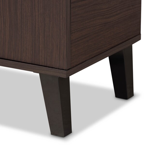 Baxton Studio Idina Dark Brown and Grey Finished Wood 2-Door Shoe Cabinet - 173-10906