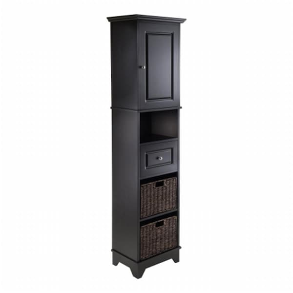 Winsome Trading Wyatt Tall Cabinet with Baskets- Drawer- Door - 20618